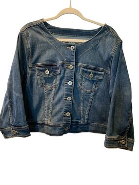 TORRID Women’s Collarless Crop Denim Jean Jacket 3/4 Sleeves Plus Size 3
